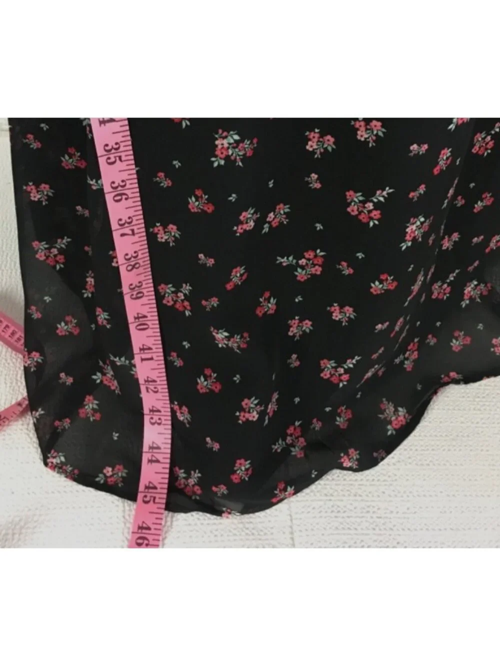 No Boundaries Dress Size M  Black w Pink Red Flowers High Waist Sleeveless New - Picture 14 of 16